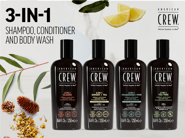 American Crew 3-in-1 Shampoo, Conditioner, Body Wash