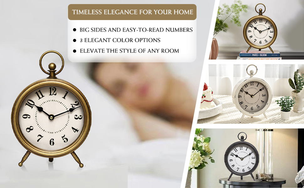 This rustic table top clock is a nice medium size to put anywhere in your house.