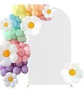 HAINARverS Wedding Arch Cover 7.2FT Spandex Fitted Stretchy Arch Stand Covers,2 Sided Round Top C...