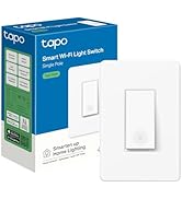 TP-Link Tapo Smart Light Switch, Single Pole, Neutral Wire Required, 2.4GHz Wi-Fi Light Switch Co...