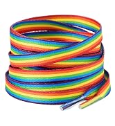 Handshop 2 Pairs 5/16" Flat Colorful Shoe Laces for Sneakers, Cool Tie Dye Rainbow Shoelaces