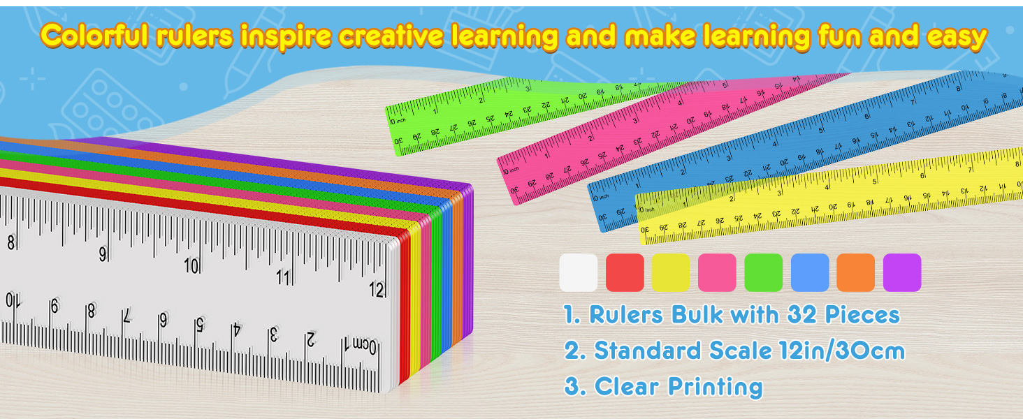 12 Inch Plastic Rulers for School