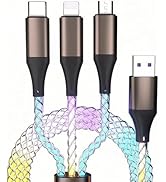 VicRole 3 in 1 Multi LED Charging Cable, Light Up Phone Charger Cord with iPhone/Type-C/Micro USB...