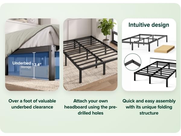 Elias 14 Inch Metal Platform Bed Frame