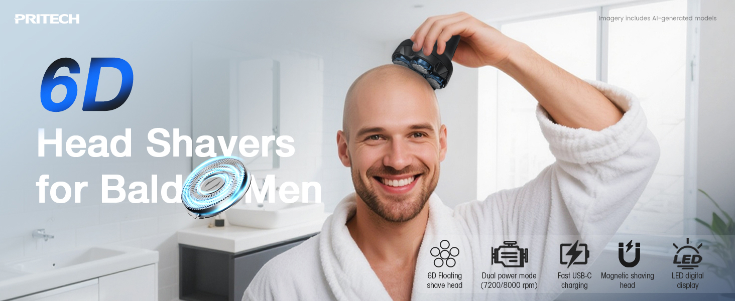 6D Head Shavers for Bald Men