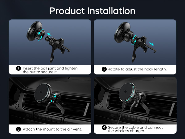 25W Car Wireless Charger, Magnetic Car Phone Holder