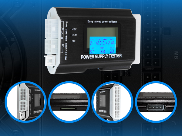 24/20 pin, 6 pin GPU, 4 Pin Molex, 4/8 pin CPU, SATA