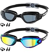 LEEIGGT 2 Pack Swim Goggles for Adults Men Women, Anti Fog &amp; UV Protection Swimming Goggles, Adju...