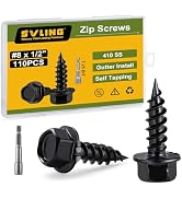 #8 x 1/2" Self Tapping Gutter Screws, 110PCS 410 Stainless Steel Sheet Metal Screws Black Finish,...