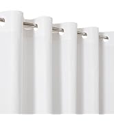 eachope No Hook Shower Curtain, Waterproof Slub Fabric, White 71x74 in | no separate liner, split...