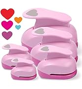 BearBoss 5 Pack Heart Punch, Craft Hole Punch Shapes, Pink Paper Puncher, Different Size of Scrap...