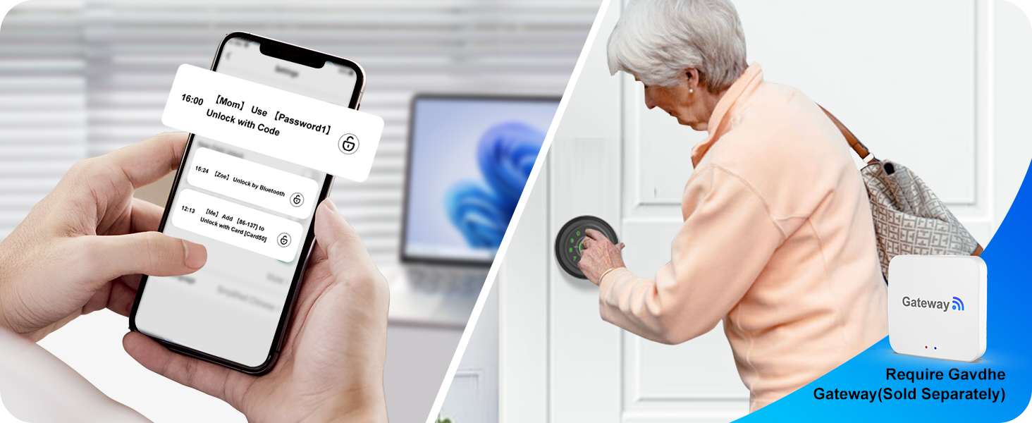 Thumb print Door knob View unlock Record