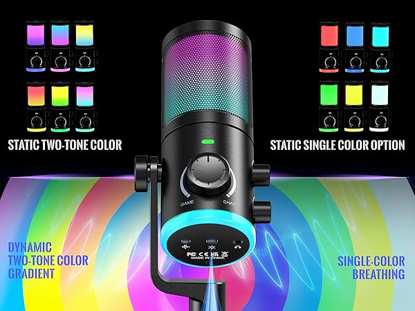 various rgb modes on microphone
