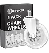 Office Chair Wheels - Set of 5 Rollerblade-Style Casters, Smooth &amp; Quiet Rolling, Protects Hardwo...