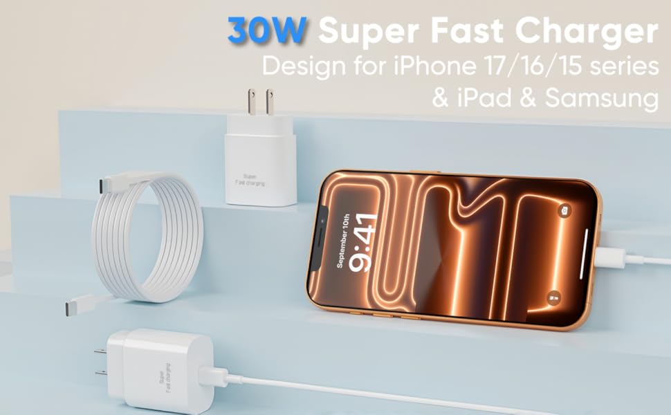 30W USB C Fast Charger for iPhone 15/15 Pro/15 Pro Max