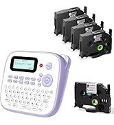 EazeID D210S Label Maker Machine with 5PK Black Tapes Waterproof, Portable Labeler with Keyboard ...
