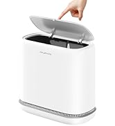 MOPALL Bathroom Trash Can with Lid,Vacuum Adsorption 3.5 Gallon Slim Garbage Can with Press-Top L...
