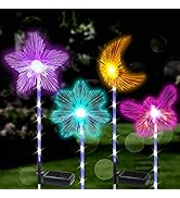 TONULAX Solar Garden Stake Lights, Color Changing Microfiber RGB Lights, Solar Pathway Lights, So...