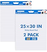 maxtek Lined Sticky Easel Pad 25"x30", Large Flip Chart Paper with 2 Packs of 30 Sheets/Pad, Upgr...