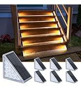NIORSUN Solar Step Lights 6 Pack - Outdoor Stair Lights with 3000K Warm White &amp; 6000K Cool Daylig...