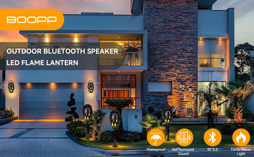 OUTDOOR BLUETOOTH SPEAKER &amp; LED FLAME LANTERN