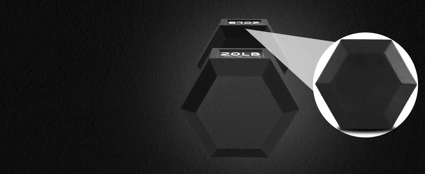 Fitvids Rubber Encased Exercise &amp; Fitness Hex Dumbbell, Hand Weights with Handle, Multiple Sizes