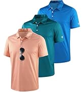 ZITY 3 Pack Golf Shirts for Men Short Sleeve UPF 50+ Performance Moisture Wicking Casual Striped ...