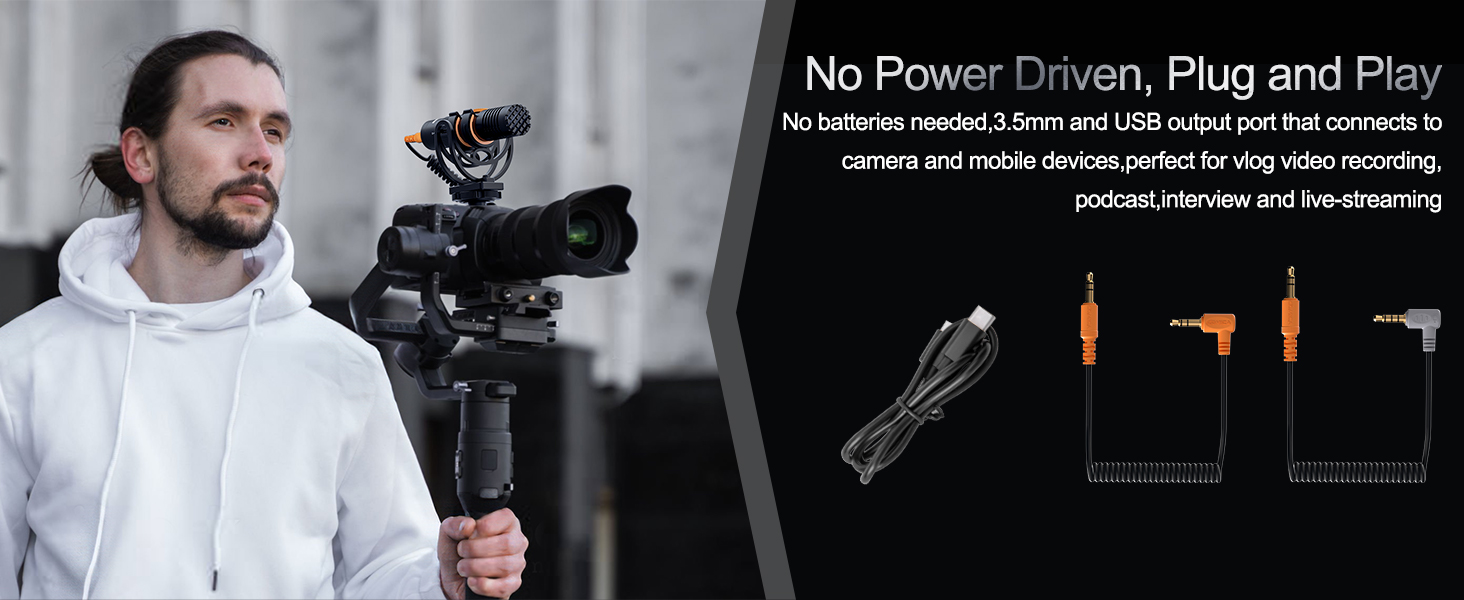 No Power Driven,Plug and Play.No batteries needed,3.5mm and USB output port.