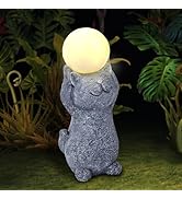 Solar Garden Decor Cat Moon Outdoor Statue and Figurine Lights, Outdoor Patio Sculpture Decor LED...