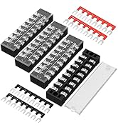 Joinfworld 8 Position Terminal Block 25A 600V Dual Row Screw Terminal Strip Dual Row with Cover a...