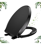 YASFEL Standard Universal elongated Toilet Seat,Soft Close,Ergonomic Toilet Bowl Seat,Fits for St...