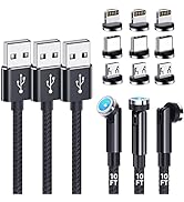 Magnetic Charging Cable [3-Pack,10FT/10FT/10FT] 540° Rotating Magnetic Phone Charger 3-in-1 Magne...