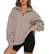 Trendy Queen Womens Oversized Sweatshirts Fall Fashion Hoodies Half Zip Pullover Long Sleeve Shir...