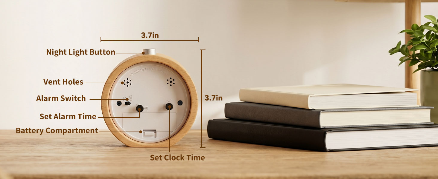 wood analog alarm clock