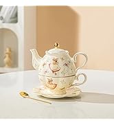 Teapot cup combo,Teapot and Teacup for One,Tea Cup and Saucer Set-Tea Pot Set Gift for Girl Women...