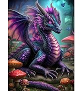 500 Piece Jigsaw Puzzle for Adults - Enchanted Purple Forest Dragon Puzzle Mythical Fantasy Artwo...