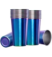 MEWAY 16 Pack 16oz Stainless Steel Pint Cup,Healthy Unbreakable and Stackable,Metal Drinking Glas...