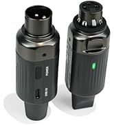 AROMA Wireless XLR Microphone Audio Transmitter Receiver Rechargeable UHF Wireless Microphone Sys...