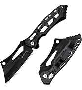 EMHTiii Cleaver Pocket Folding Knife for Men - 3.54" Stainless Steel Black Blade, Aluminum Handle...