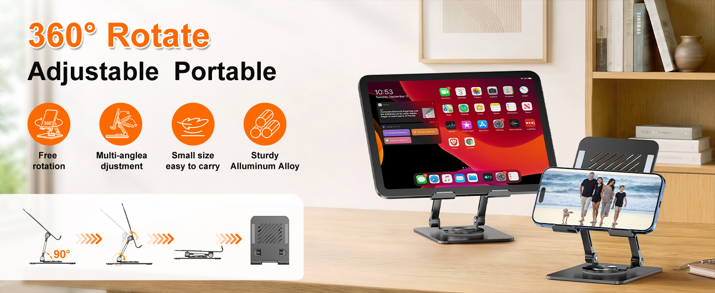 360° Rotating Aluminum Tablet Stand for Desk