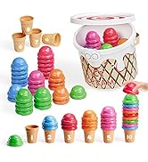 JoyCat Ice Cream Preschool Learning Activities Counting and Color Sorting Set Stacking Toys for K...