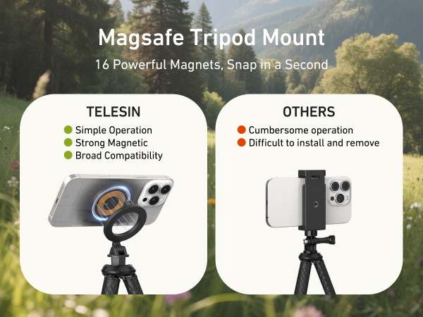TELESIN Magnetic Flexible Tripod for iPhone