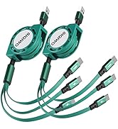 SIQIWO Multi USB C Retractable Cable, [3.3Ft/3A/2 Pack] QC 3.0 USB C Splitter Cable, 3 in 1 Charg...