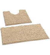 Bathroom Rugs Sets 2 Piece, Luxury Chenille Bath Mat Set, Soft Plush Anti-Slip Bath Rug + U-Shape...