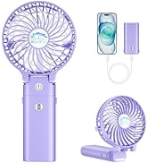 HandFan 5200mAh Handheld Fan Rechargeable, 20H Runtime Hand Fan, 3 Speeds Strong Airflow, Persona...