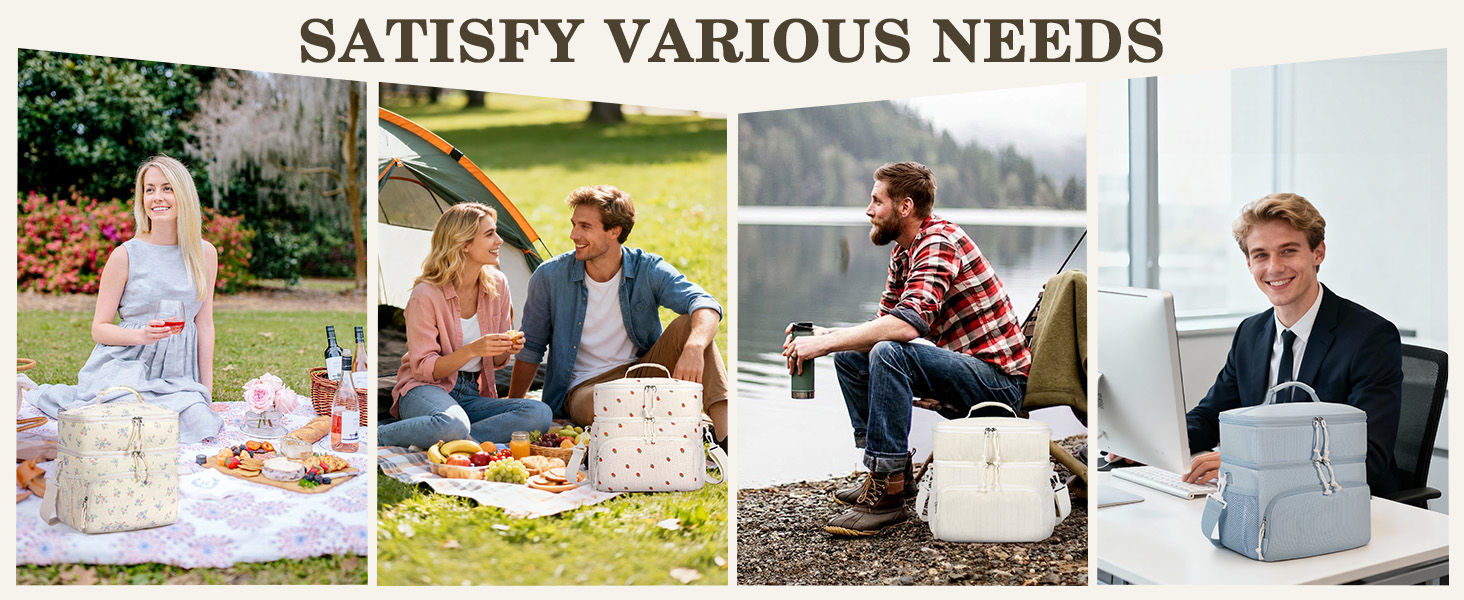 Corduroy Insulated Lunch Bag Box for Women