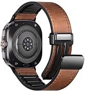 Charlam Magnetic Leather Bands Compatible with Samsung Galaxy Watch Ultra Bands 47mm(2025/2024), ...