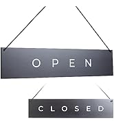 Modern Black Wooden Open Closed Sign - Double-Sided Open Sign for Window or Door, Vintage Style W...
