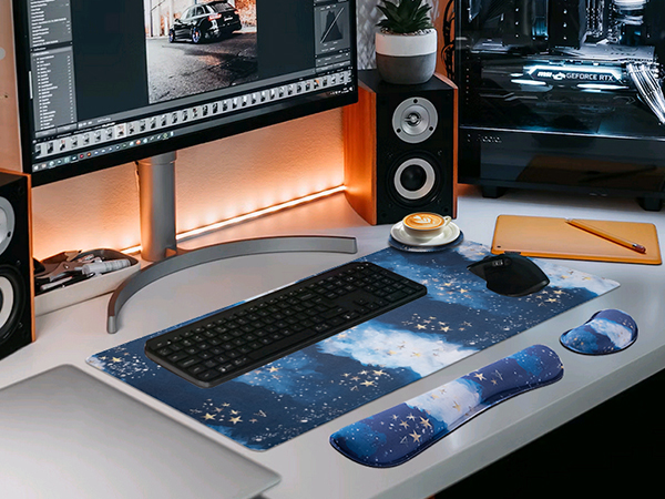 mouse pad with wrist rest and keyboard pad
