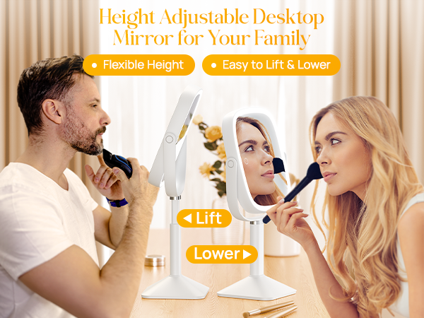 Height Adjustable Vanity Mirror for Family